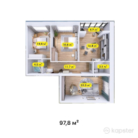 ЖК Бруклин — 3-ком 97,8 м² (от 45 966 000 тг)