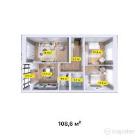 ЖК Бруклин — 3-ком 108,6 м² (от 51 042 000 тг)