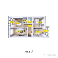 ЖК Бруклин — 3-ком 111,3 м² (от 52 311 000 тг)