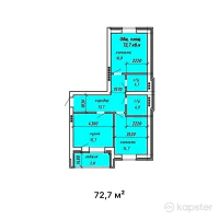 ЖК в р-не Старого Аэропорта — 2-ком 72,7 м² (от 19 629 000 тг)