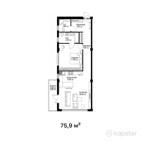 ЖК Sky Villa — 2-ком 75,9 м² (от 51 612 000 тг)