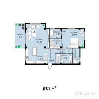 ЖК Sky Villa — 2-ком 91,9 м² (от 62 492 000 тг)