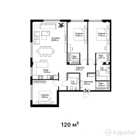 ЖК Sky Villa — 3-ком 120 м² (от 81 600 000 тг)