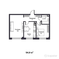 ЖК Arlan — 2-ком 54.9 м² (от 23,058,000 тг)