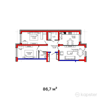 ЖК Besagash — 3-ком 86,7 м² (от 39 015 000 тг)