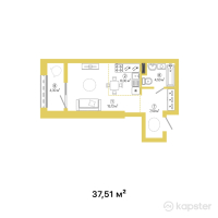 ЖК Talhiz Tany — 1-ком 37,5 м² (от 13 128 500 тг)