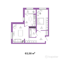 ЖК Talhiz Tany — 2-ком 63,6 м² (от 22 253 000 тг)