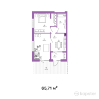 ЖК Talhiz Tany — 2-ком 65,7 м² (от 22 998 500 тг)