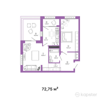 ЖК Talhiz Tany — 2-ком 72,8 м² (от 25 462 500 тг)