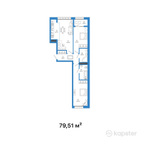 ЖК Talhiz Tany — 3-ком 79,5 м² (от 27 828 500 тг)