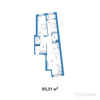 ЖК Talhiz Tany — 3-ком 95,5 м² (от 33 428 500 тг)