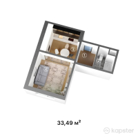 ЖК Kamila — 1-ком 33,5 м² (от 13 730 900 тг)