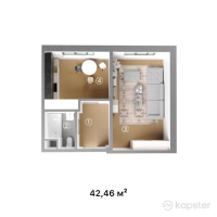 ЖК Kamila — 1-ком 42,5 м² (от 17 408 600 тг)