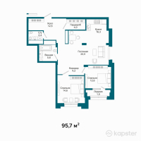 ЖК Austria — 3-ком 95,7 м² (от 63 831 900 тг)