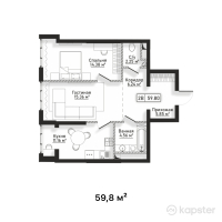 ЖК Centrium — 2-ком 59,8 м² (от 45 747 000 тг)
