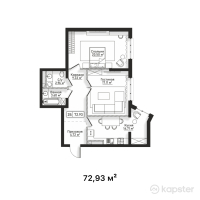ЖК Centrium — 2-ком 72,9 м² (от 55 791 450 тг)