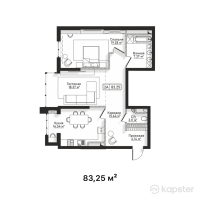 ЖК Centrium — 2-ком 83,3 м² (от 63 686 250 тг)