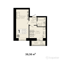 ЖК Balgyn — 1-ком 39,4 м² (от 10 430 400 тг)