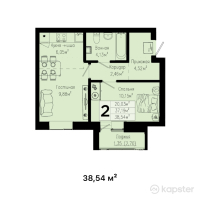 ЖК Balgyn — 2-ком 38,5 м² (от 10 213 100 тг)