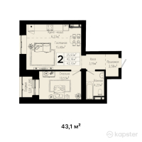 ЖК Balgyn — 2-ком 43,1 м² (от 11 421 500 тг)
