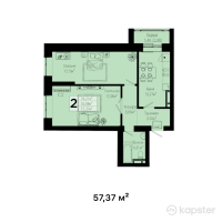 ЖК Balgyn — 2-ком 57,4 м² (от 15 203 050 тг)