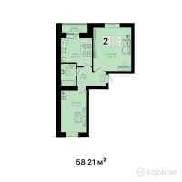 ЖК Balgyn — 2-ком 58,2 м² (от 15 425 650 тг)
