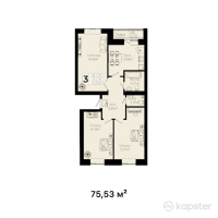 ЖК Balgyn — 3-ком 75,5 м² (от 20 015 450 тг)