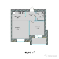 ЖК Tumar Deluxe — 1-ком 49,1 м² (от 25 260 750 тг)