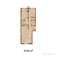 ЖК Tumar Exclusive — 3-ком 87,6 м² (от 76 238 100 тг)