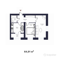ЖК Атмосфера-2 — 2-ком 64,9 м² (от 28 235 900 тг)