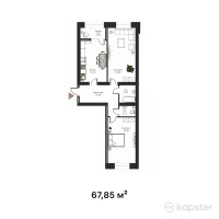 ЖК Атмосфера-2 — 2-ком 67,9 м² (от 29 514 800 тг)