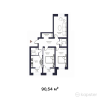 ЖК Атмосфера-2 — 3-ком 90,5 м² (от 39 384 900 тг)