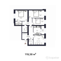 ЖК Атмосфера-2 — 4-ком 119,4 м² (от 51 930 500 тг)