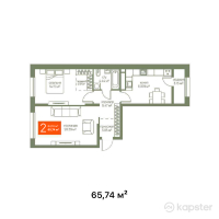 ЖК Magnit Alatau — 2-ком 65,7 м² (от 26 953 400 тг)