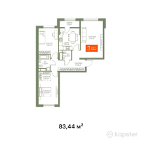 ЖК Magnit Alatau — 3-ком 83,4 м² (от 34 210 400 тг)