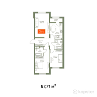 ЖК Magnit Alatau — 3-ком 87,7 м² (от 35 961 100 тг)