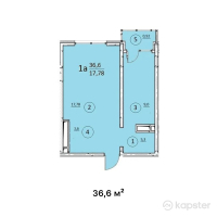 ЖК Айнабулак 33/2 — 1-ком 36,6 м² (от 14 640 000 тг)