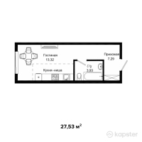 ЖК Boston Comfort House 2 — 1-ком 27,5 м² (от 7 846 050 тг)