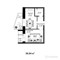 ЖК Boston Comfort House 2 — 1-ком 35,5 м² (от 10 128 900 тг)