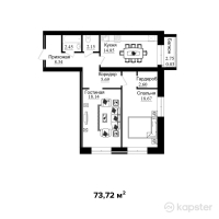 ЖК Boston Comfort House 2 — 2-ком 73,7 м² (от 21 010 200 тг)