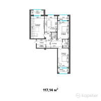 ЖК Кыран — 3-ком 117,1 м² (от 25 770 800 тг)