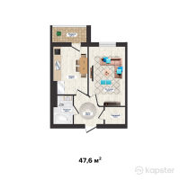 ЖК Достык — 1-ком 47,6 м² (от 12 138 000 тг)