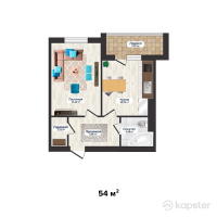 ЖК Достык — 1-ком 54 м² (от 13 770 000 тг)