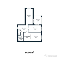 ЖК Azimut — 3-ком 91,1 м² (от 31 871 000 тг)