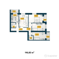 ЖК Династия — 4-ком 116,8 м² (от 39 722 200 тг)