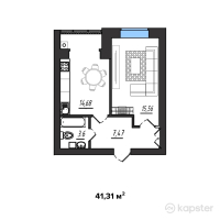 ЖК Рахмет — 1-ком 41,3 м² (от 10 162 260 тг)
