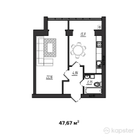 ЖК Рахмет — 1-ком 47,7 м² (от 11 726 820 тг)