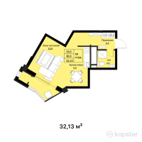 ЖК Мирадж — 1-ком 32,1 м² (от 12 852 000 тг)