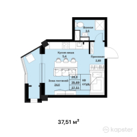 ЖК Мирадж — 1-ком 37,5 м² (от 15 004 000 тг)