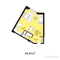 ЖК Мирадж — 1-ком 44,3 м² (от 17 476 000 тг)